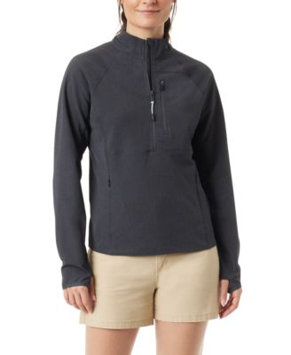 BASS OUTDOOR - Women's Jacquard Half-Zipper Mock-Neck Top