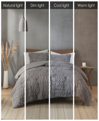 Blair Ruched 3-Pc. Faux Fur Comforter Set, Full/Queen