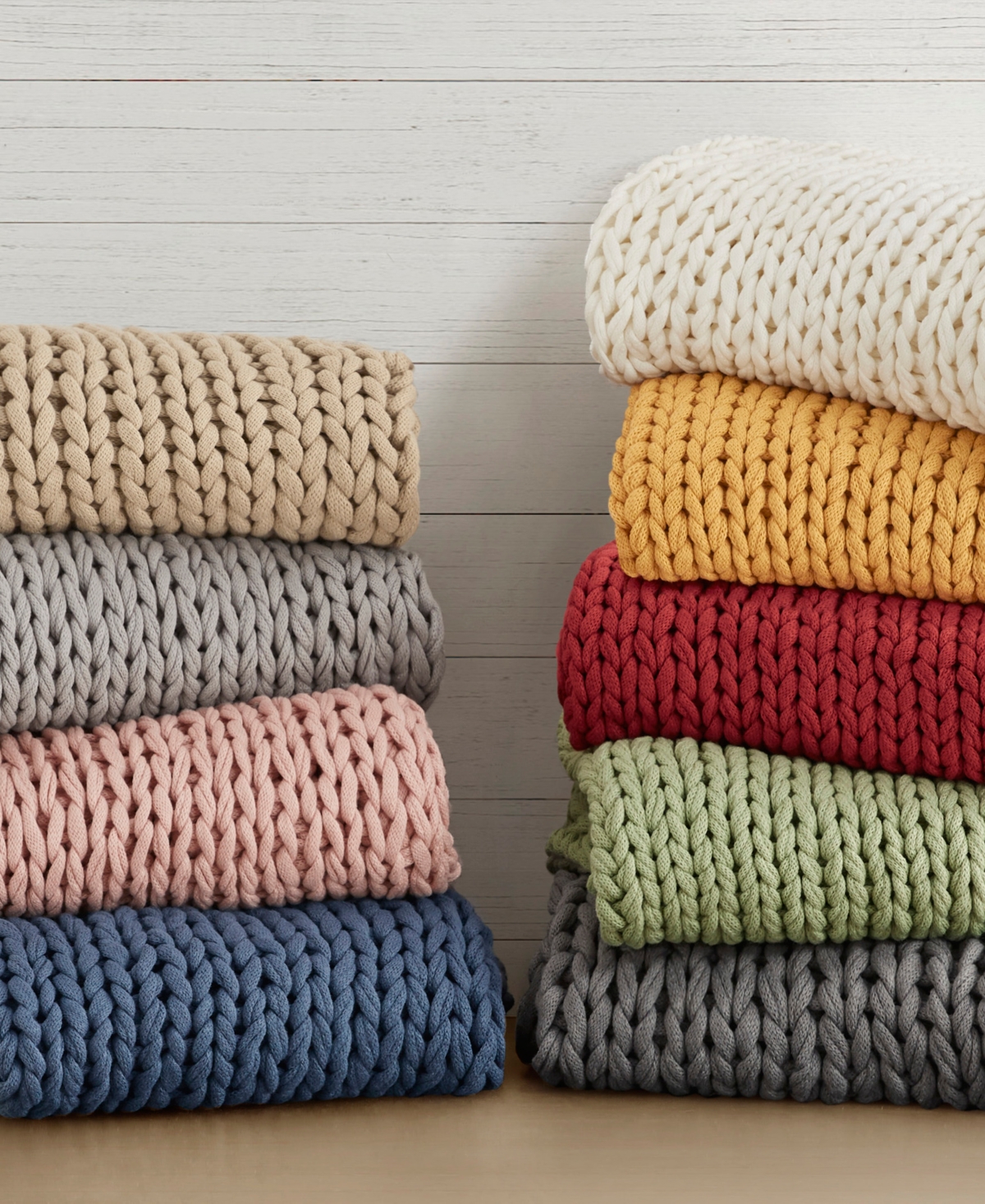Madison Park Chunky-knit Handmade Throw, 50" X 60" In Sage Green