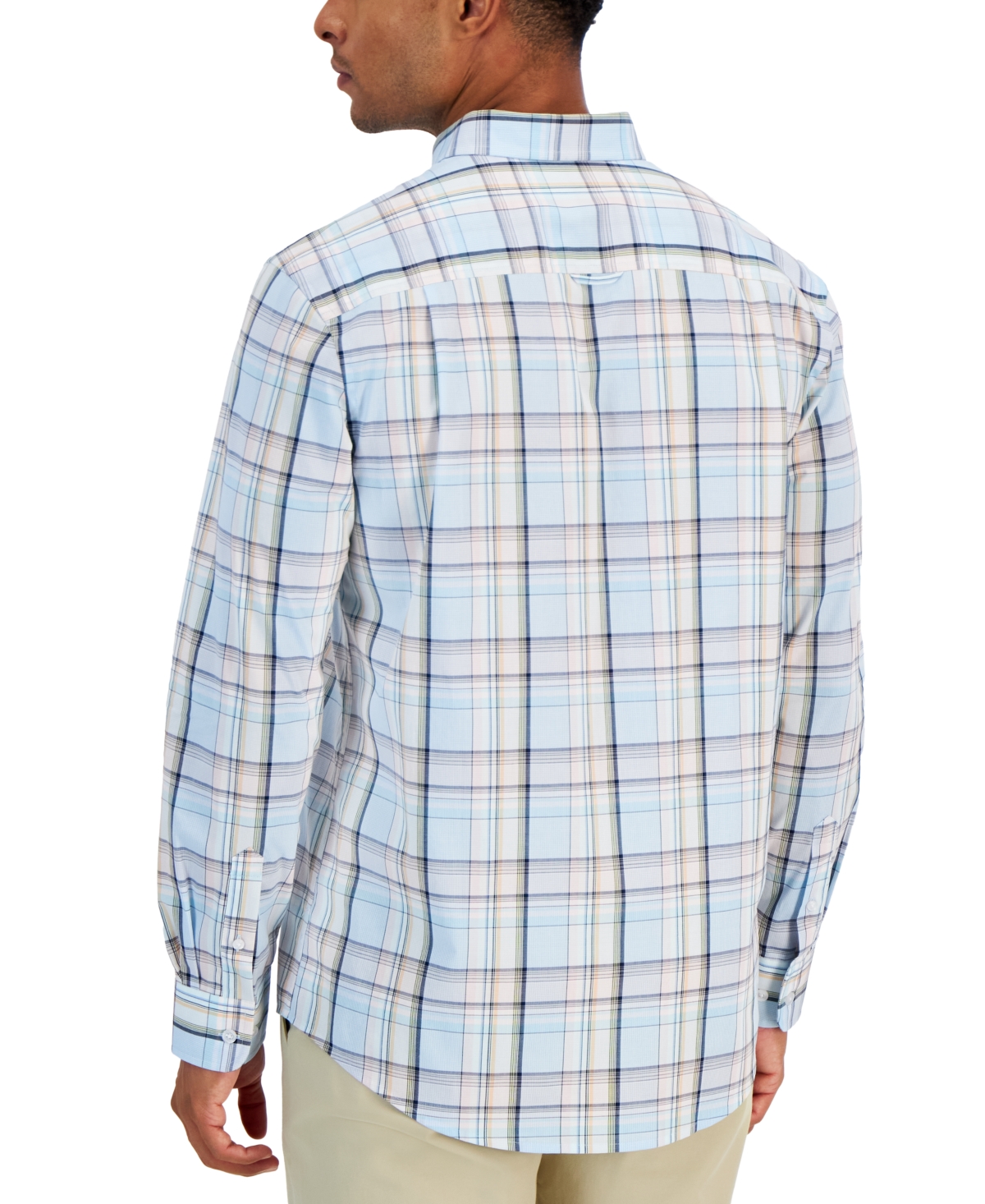 Shop Club Room Men's Pink Plaid Poplin Shirt, Created For Macy's In Pale Ink Blue