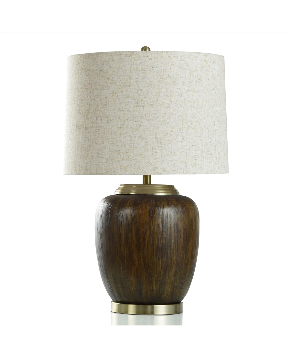 Stylecraft Home Collection 28.5" Badger Simply Modern Table Lamp In Brushed Bronze,faux Brown Wood