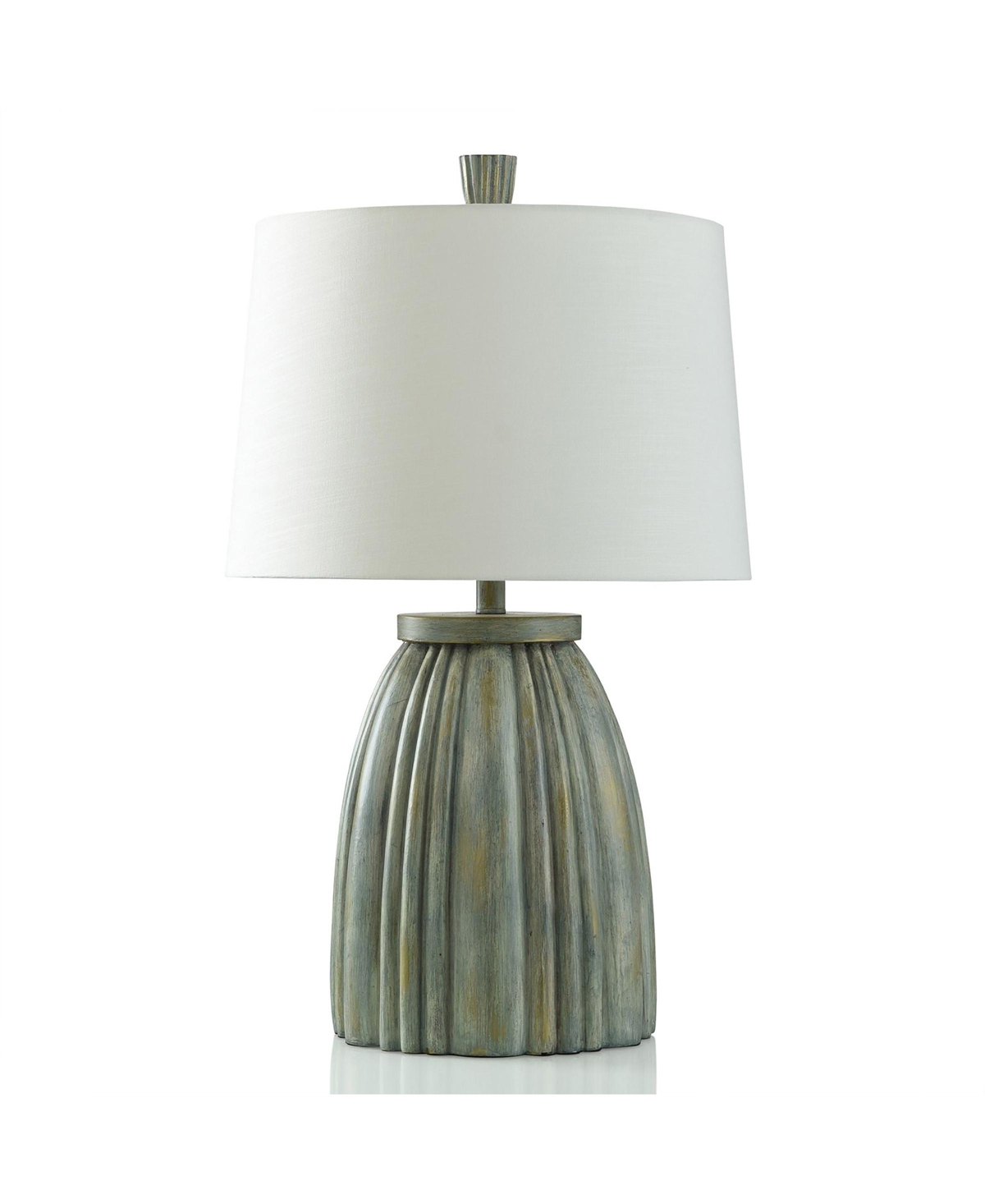 Stylecraft Home Collection 30" Hot Springs Stone Ribbed Base Table Lamp In Washed Sage Green,gold