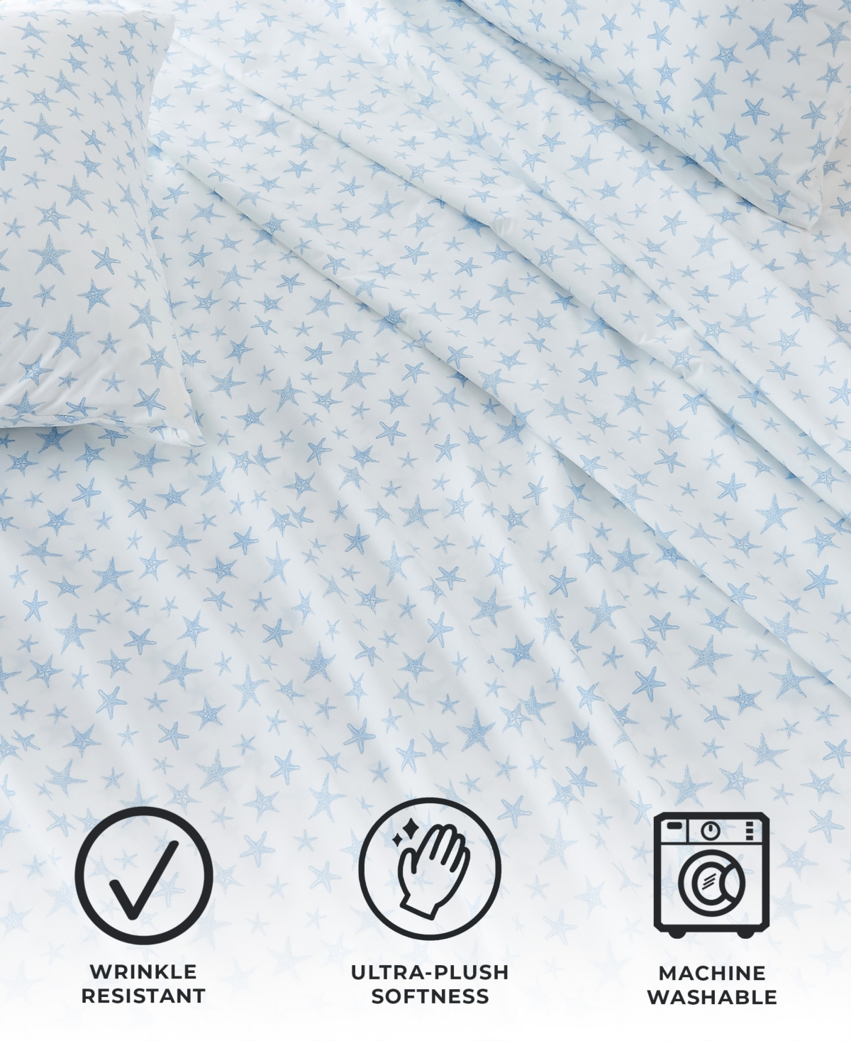 Premium Comforts Coastal Printed Microfiber -Pc. Sheet Set