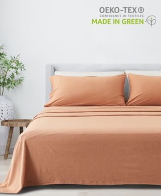 Heathered Melange T-shirt Jersey Knit Cotton Blend 4 Piece Sheet Set, King