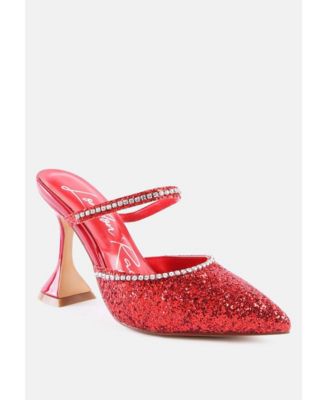 Iris Glitter Diamante Embellished Spool Heel Sandals