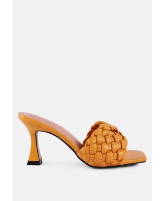 Womens Celie Woven Strap Mid Heel Sandals