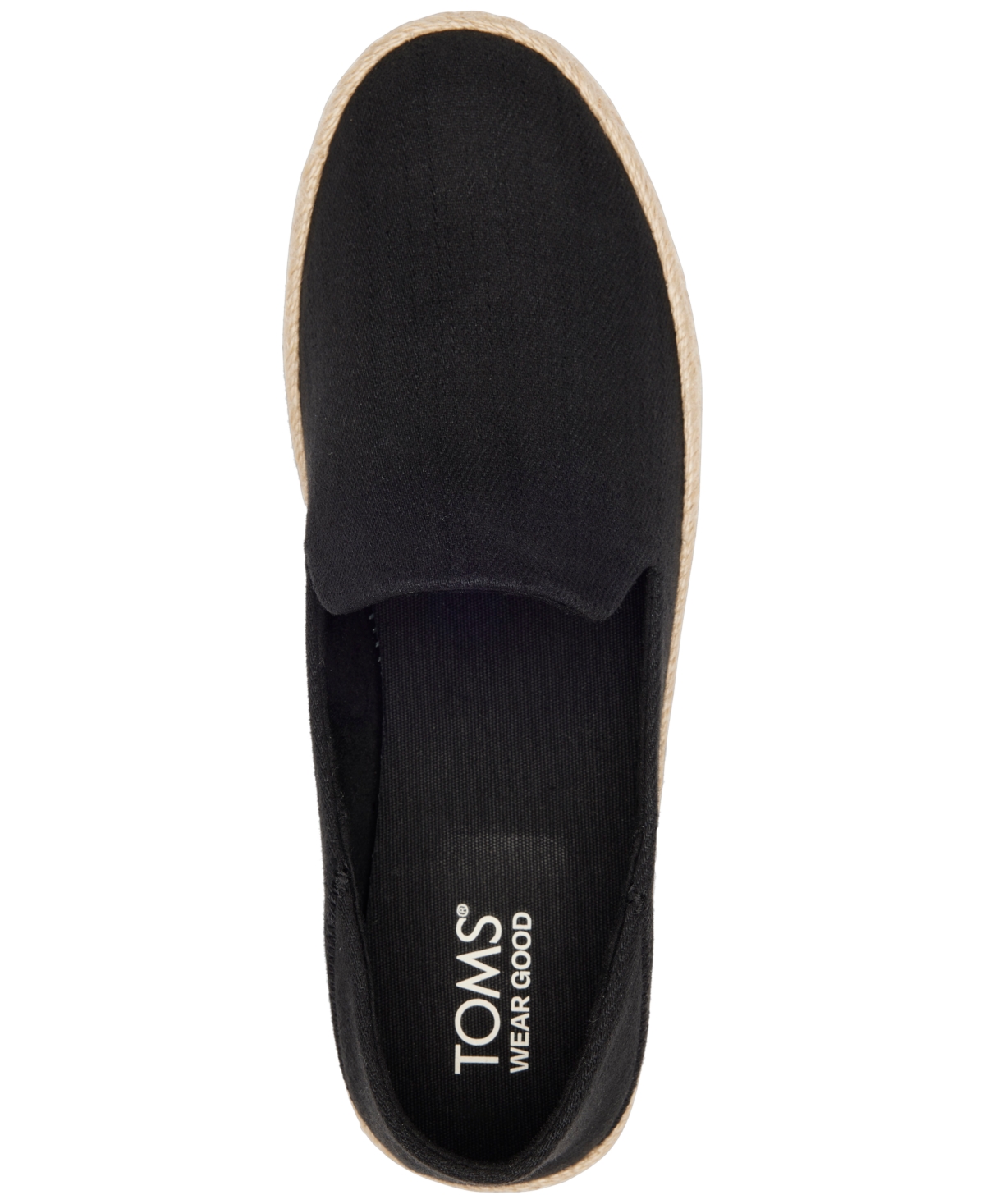 Shop Toms Women's Carolina Slip-on Rope Espadrille Sneakers In Black Heavy Twill