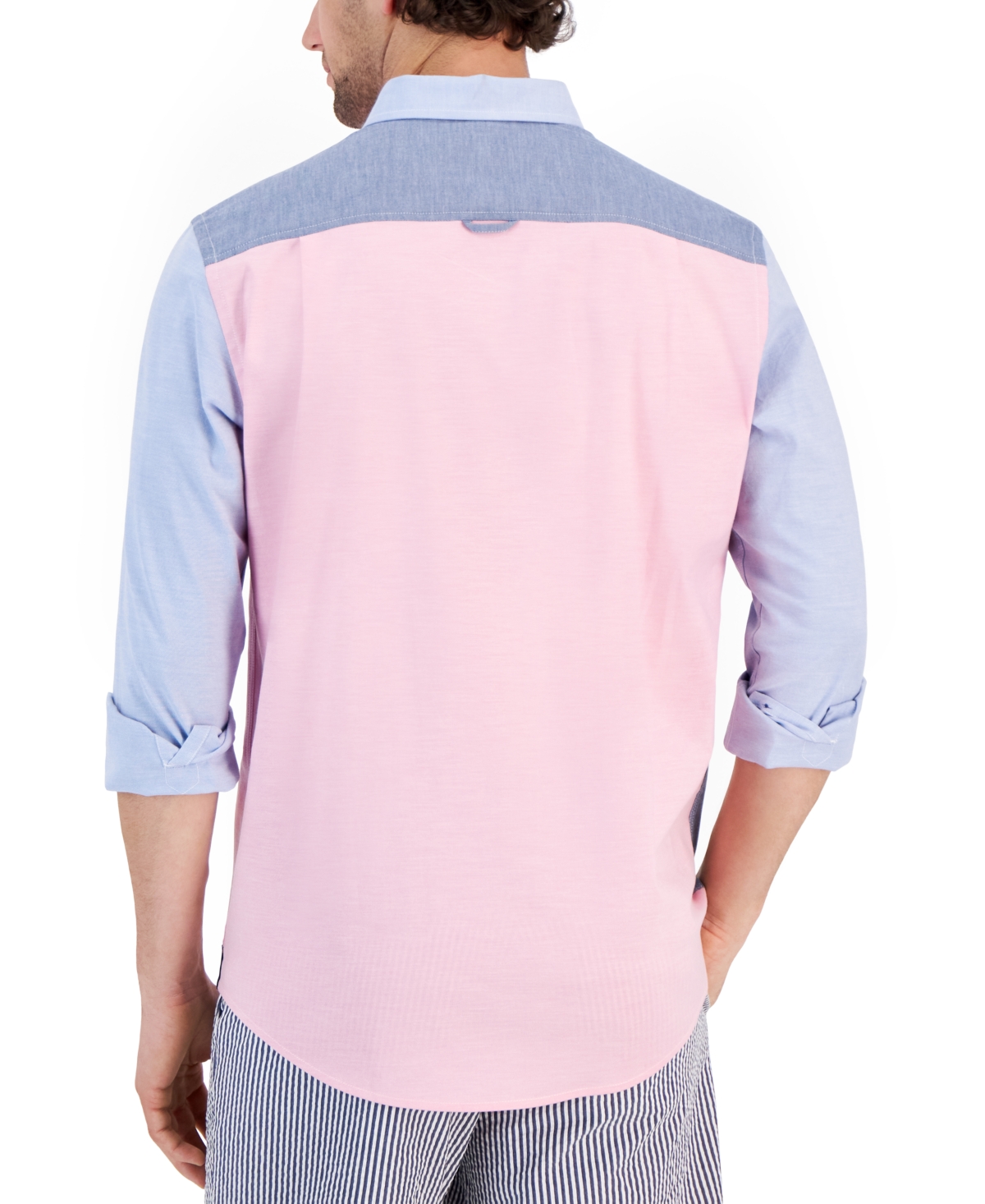 Shop Club Room Men's Multicolor Block Oxford Shirt, Created For Macy's In Pink Sky Combo