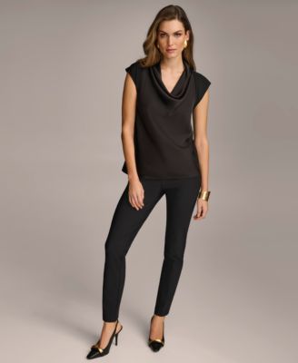 Women's Cowl-Neck Cap-Sleeve Top
