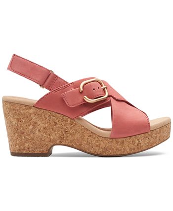 Clarks Giselle Beach Wedge Sandal, White Leather, 10 Medium