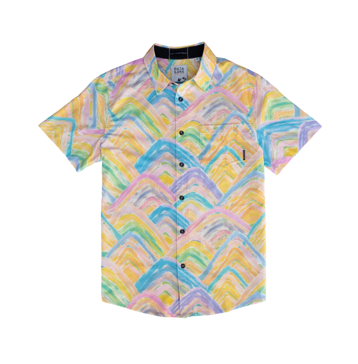 Men's Rainbow Mountains - 7-seas Button Up Shirt - Light/pastel Pink