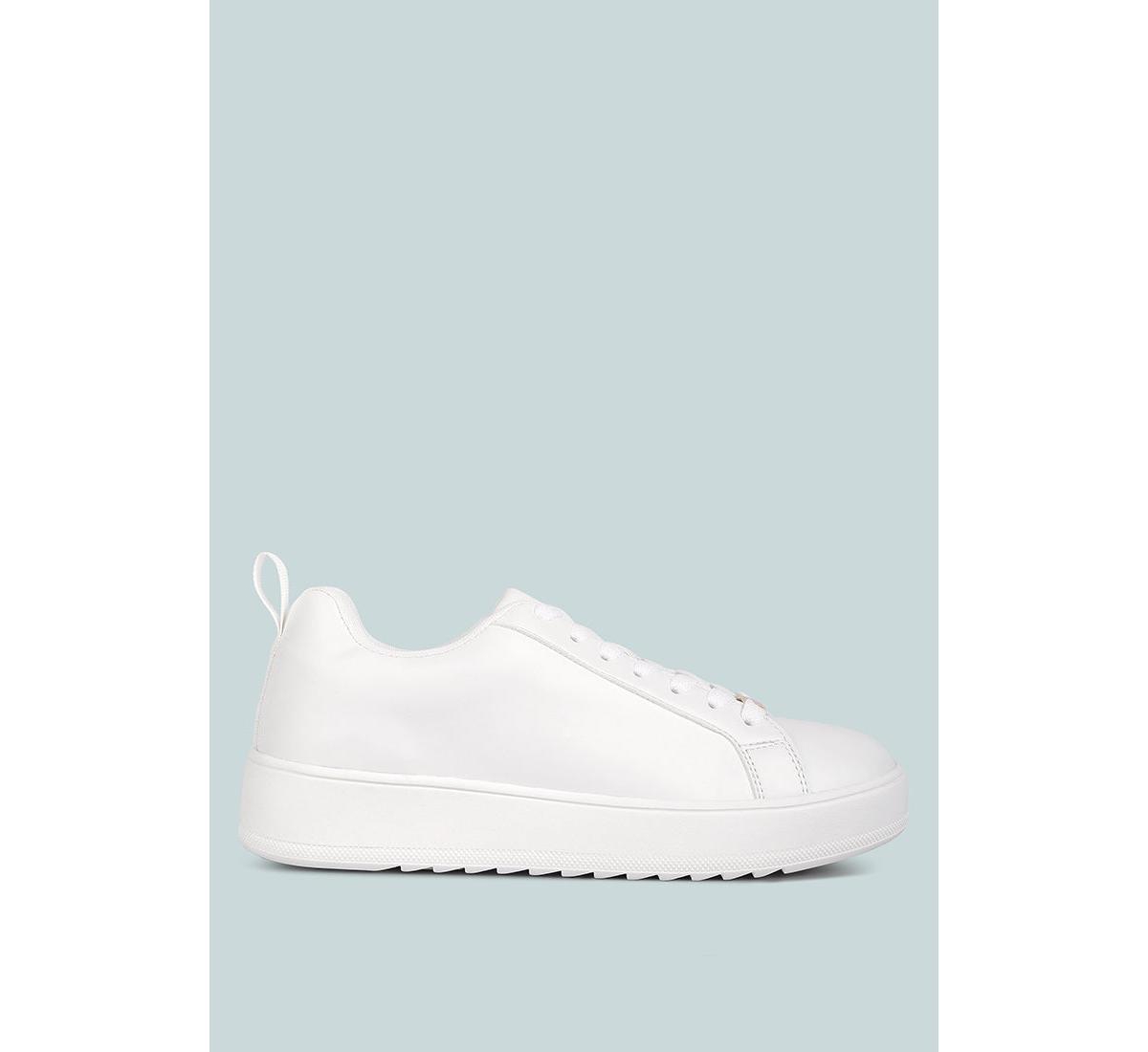 Women Rouxy Faux Leather Sneakers - White
