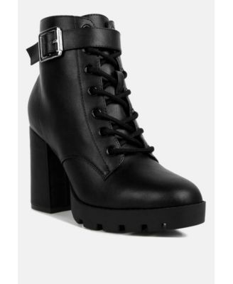 Womens Grahams Faux Leather Lace Up Boots