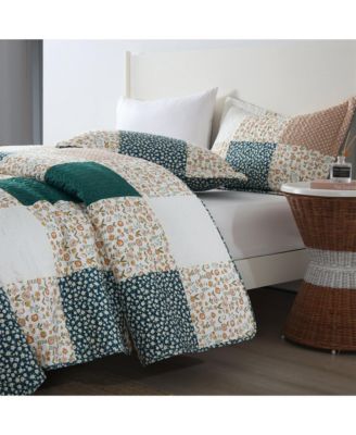 3Pcs Handcrafted Christmas Patchwork Cotton Vintage Style Holiday Bedspread Set - King