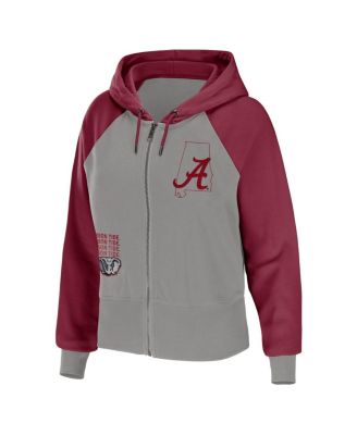 Women's Gray Alabama Crimson Tide Raglan Full-Zip Hoodie