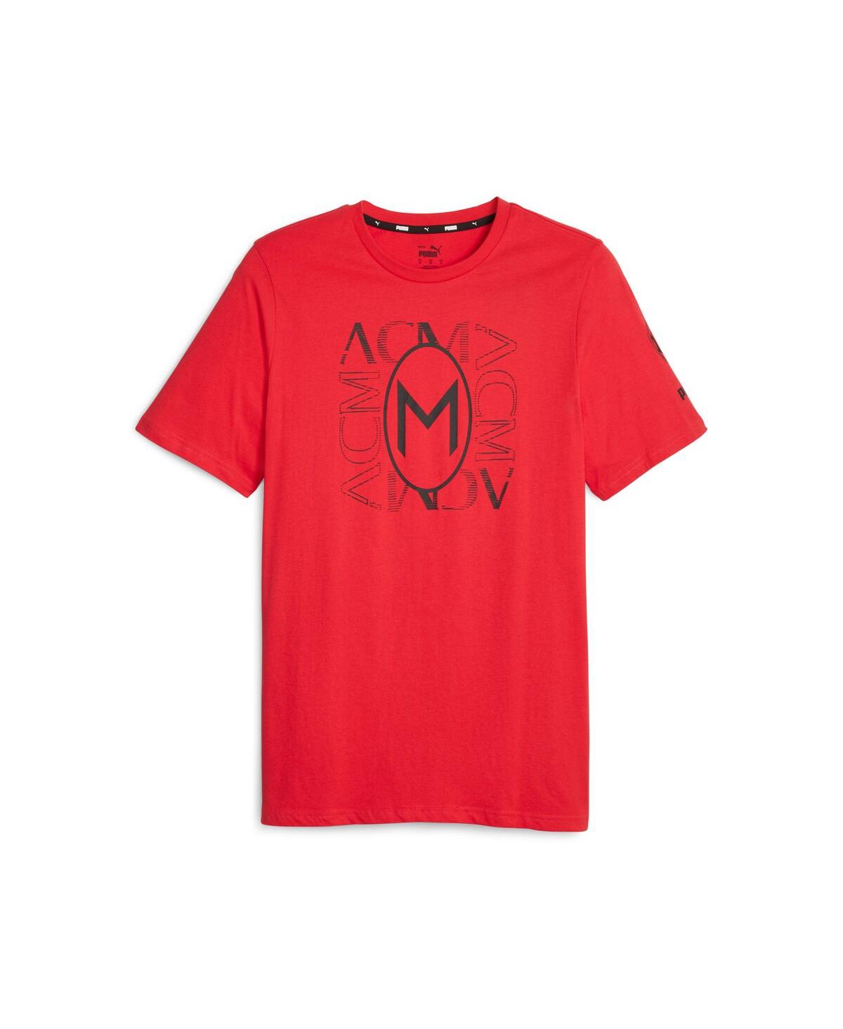 Shop Puma Men's  Red Ac Milan Ftblcore Graphic T-shirt