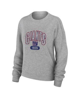 Women's Heather Gray New York Giants Knit Long Sleeve Tri-Blend T-shirt and Pants Sleep Set