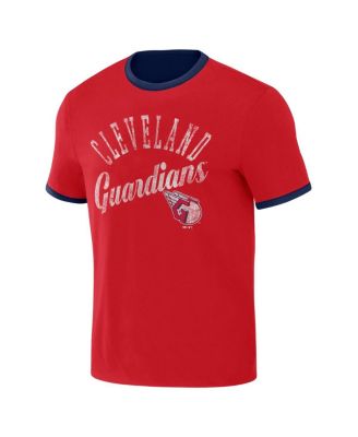 Men's Darius Rucker Collection by Navy, Red Distressed Cleveland Guardians Two-Way Ringer Reversible T-shirt