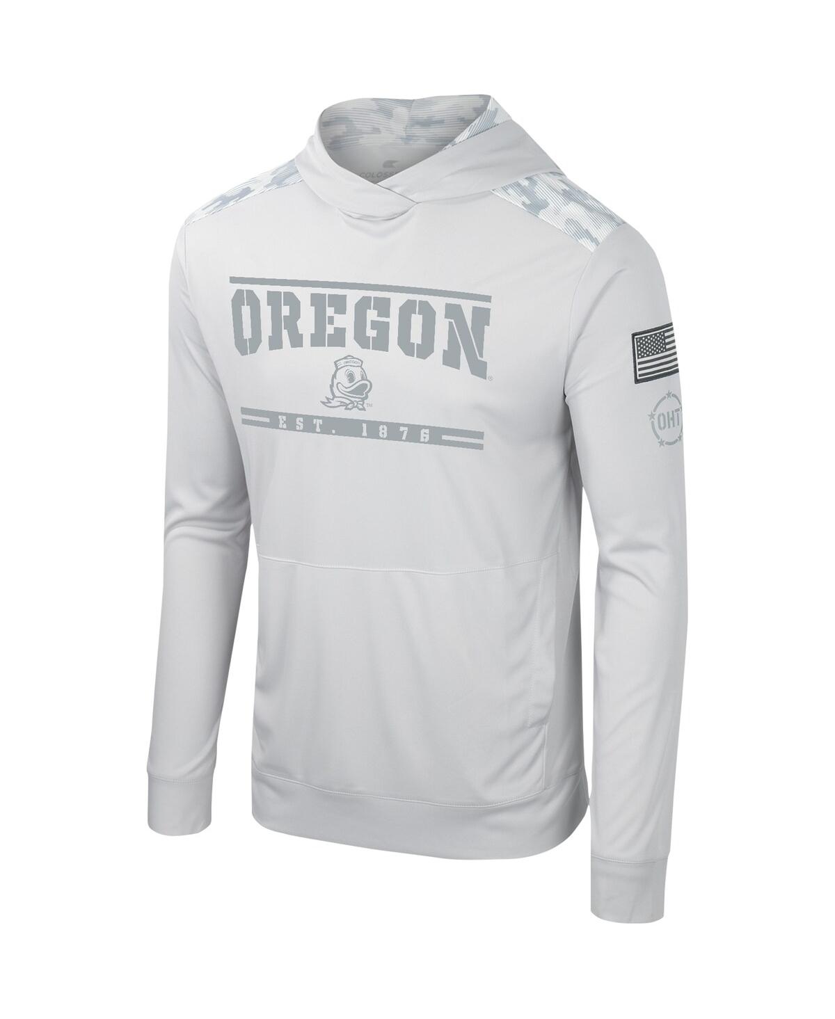Shop Colosseum Men's  Gray Oregon Ducks Oht Military-inspired Appreciation Long Sleeve Hoodie T-shirt