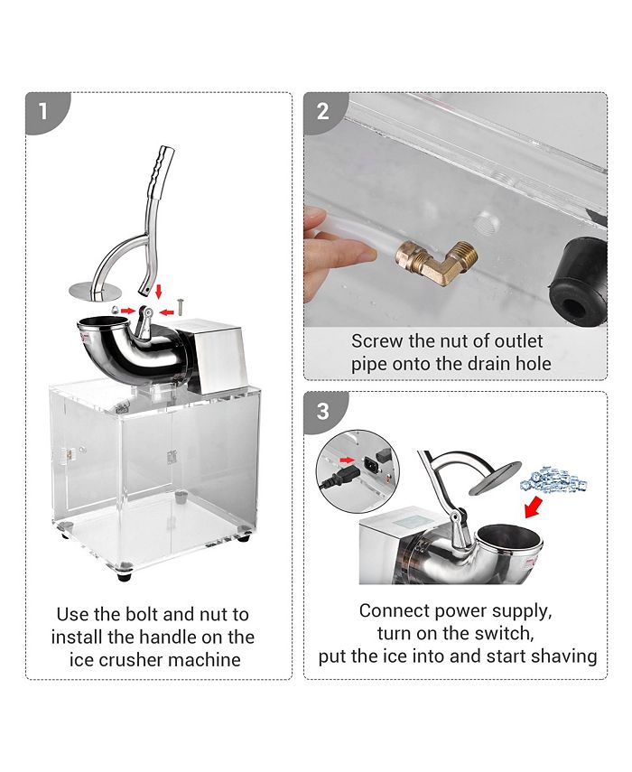 250W Electric Snow Cone Maker Shaver Commercial Ice Crusher with Case 2500 r/m 440 lbs