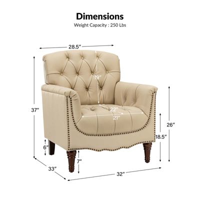 Sucher Modern Retro Wooden tufted Accent chair with Nailhead Trim