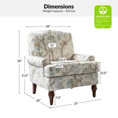 Lucretia Modern Upholstered Accent Chair with Patterned Cushion