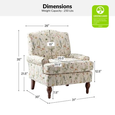 Lucretia Modern Upholstered Accent Chair with Patterned Cushion