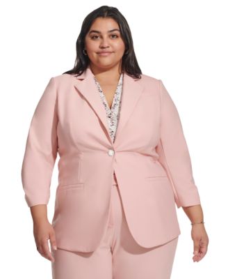 Calvin Klein Plus Size Infinite Stretch 3 4 Ruched Sleeve Jacket Macy s