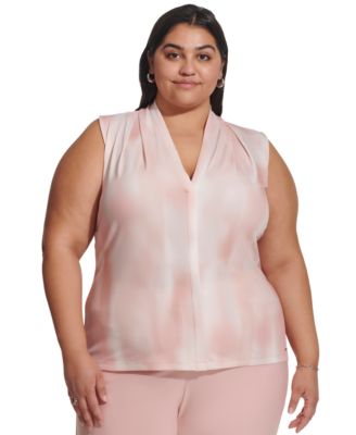Calvin Klein - Plus Size Printed Sleeveless V-Neck Camisole Top