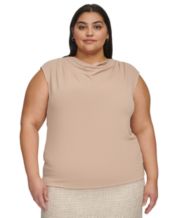 Calvin Klein Women's Roll Sleeve Tunic Blouse (Regular and Plus Sizes),  Soft White, 3X : : Clothing, Shoes & Accessories