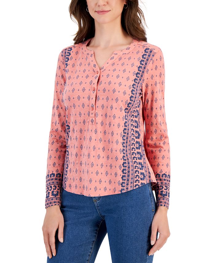Style & Co Petite Desert Placement Knit Top, Created for Macy's