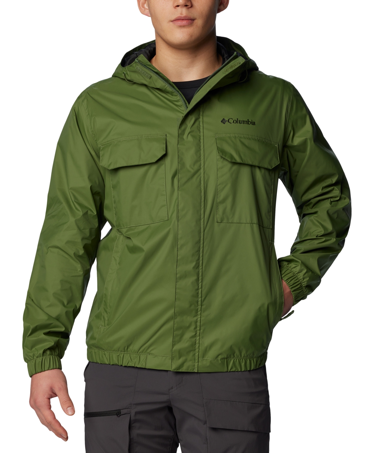 Shop Columbia Men's Lava Canyon Omni-tech Full-zip Hooded Rain Jacket In Canteen