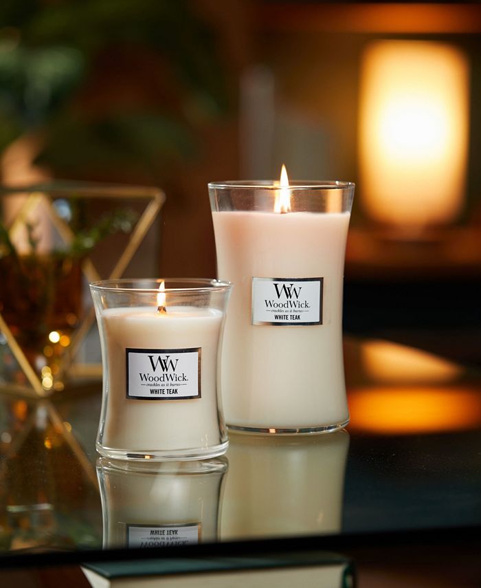 WoodWick White Teak Medium Hourglass Candle, 9.7 oz - White