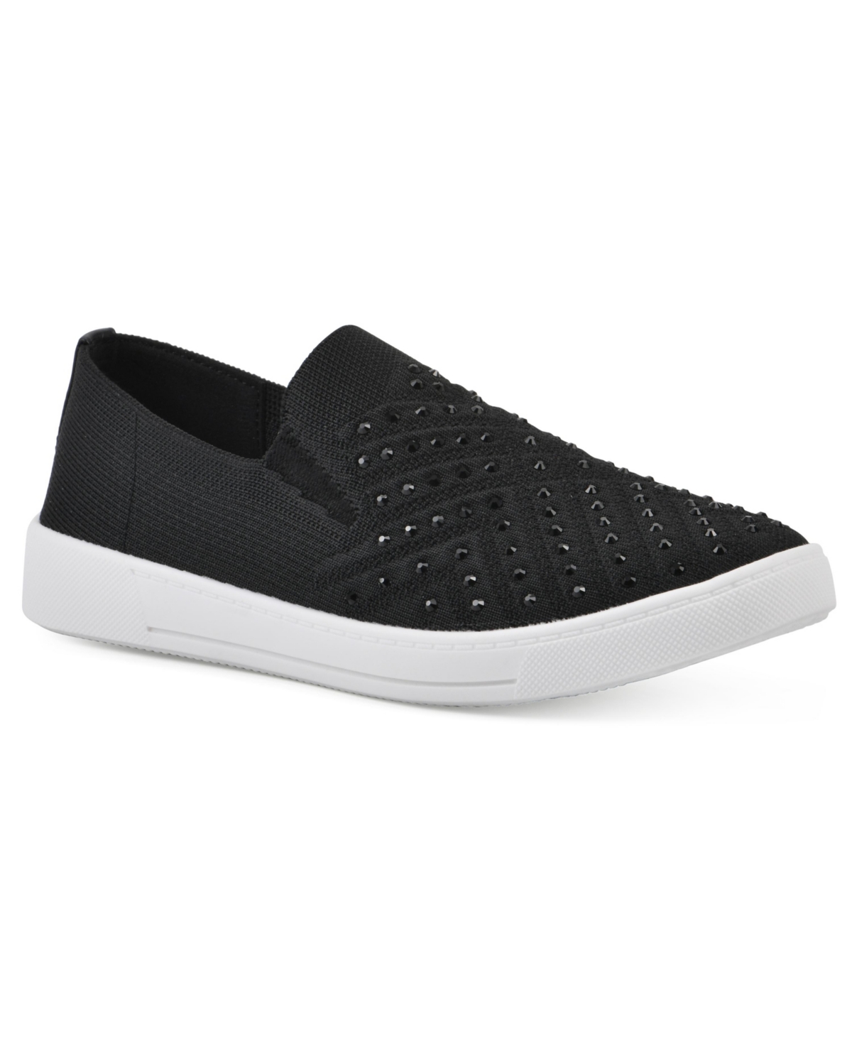 White Mountain Upbring Slip On Sneakers In Black Fabric