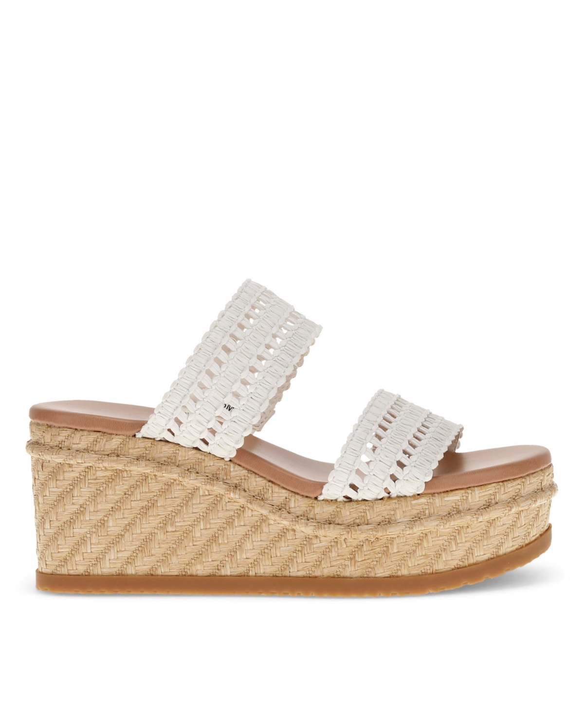 Baretraps Sophie Womens Woven Faux Leather Wedge Sandals In White