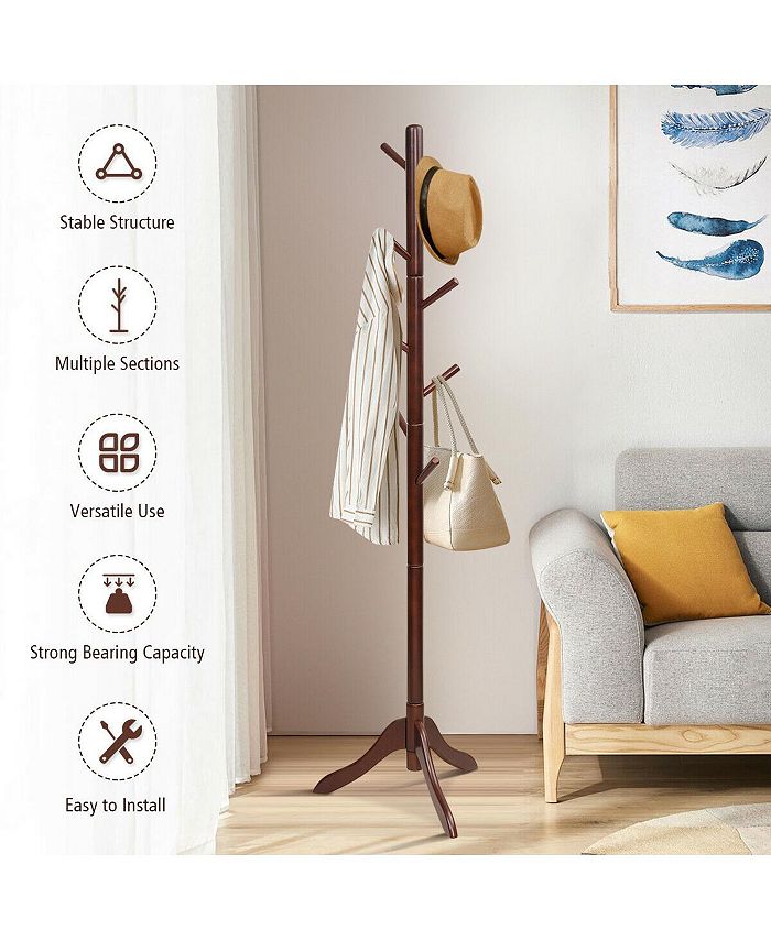 Slickblue Adjustable Wooden Tree Coat Rack with 8 Hooks Macy's