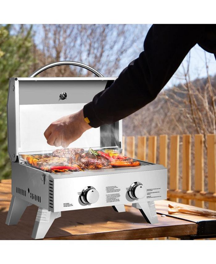 Slickblue 2 Burner Portable Stainless Steel BBQ Table Top Grill for
