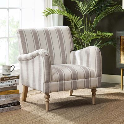 Erdahl Contemporary Arm Chair Stripe with wooden legs