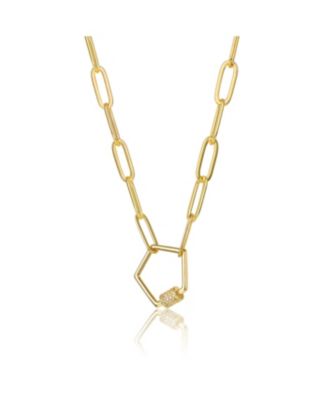 Kids/Young Teens 14K Gold Plated Cubic Zirconia Pentagon Charm Necklace
