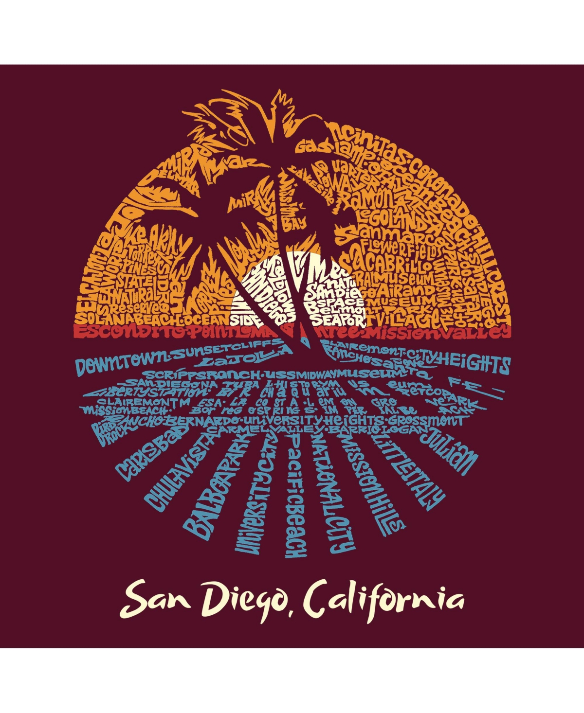 Cities In San Diego - Big Girl's Word Art Crewneck Sweatshirt