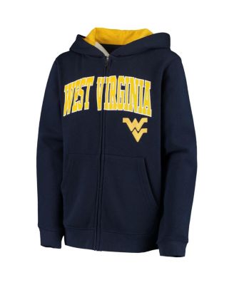 Big Boys Navy West Virginia Mountaineers Applique Arch and Logo Full-Zip Hoodie