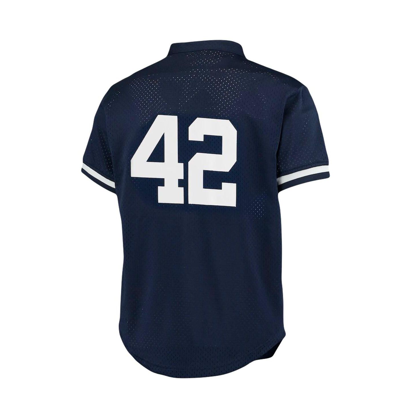 Мужской топ Mitchell & Ness Mariano Rivera Navy New York Yankees Cooperstown Collection Big and Tall Mesh Batting Practice Jersey — фото 2