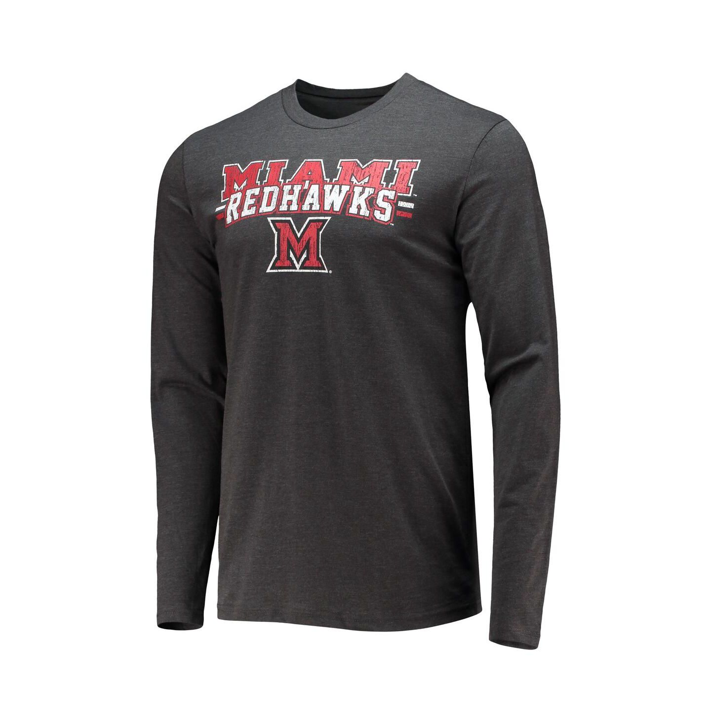 Мужская пижама Concepts Sport Miami University RedHawks Meter, Red/Heathered Charcoal — фото 2