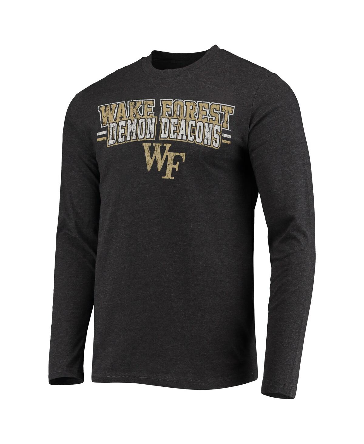 Men's Concepts Sport Heathered Charcoal Distressed Wake Forest Demon Deacons Meter Long Sleeve T-shirt and Pants Sleep Set - Heathered C