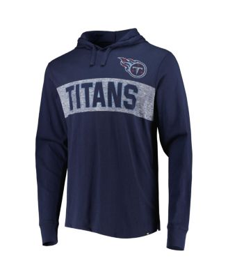 Men's Navy Distressed Tennessee Titans Field Franklin Hooded Long Sleeve T-shirt