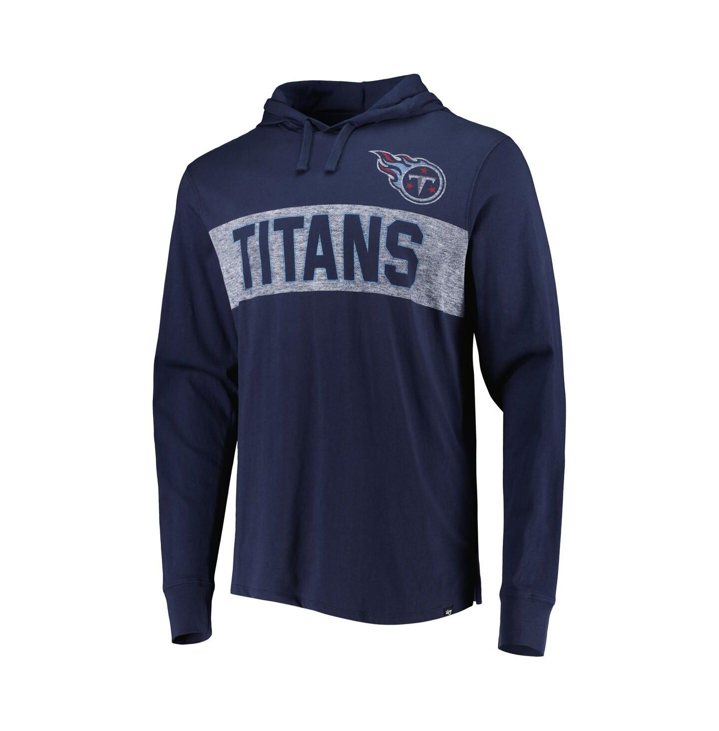 Мужская футболка '47 Brand Navy Distressed Tennessee Titans Field Franklin Hooded Long Sleeve — фото 3