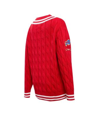 Women's Red Buffalo Bills Prep V-Neck Pullover Sweater