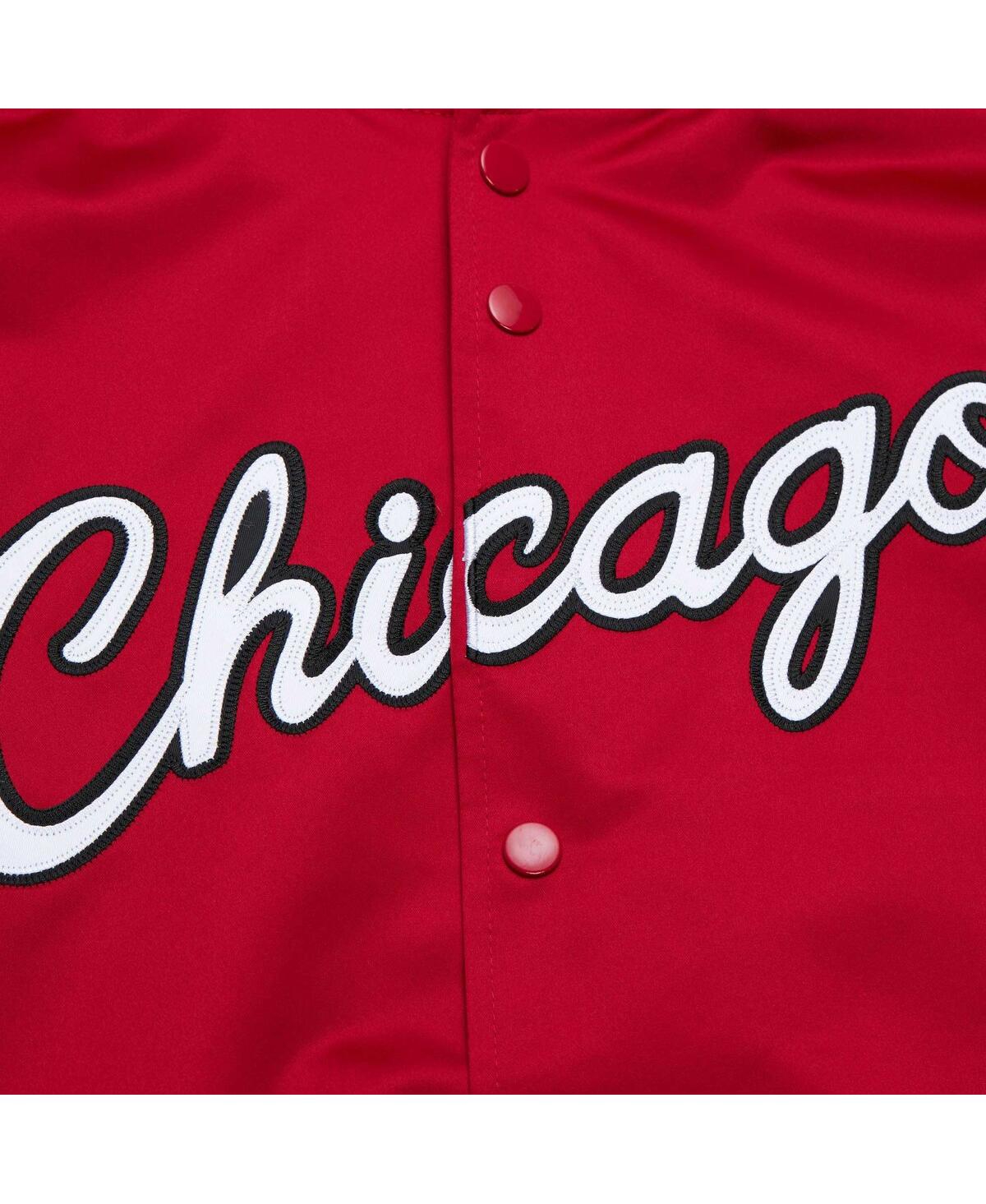 Men's Mitchell & NessChicago Bulls Hardwood Classics Throwback Wordmark Raglan Full-Snap Jacket - Red