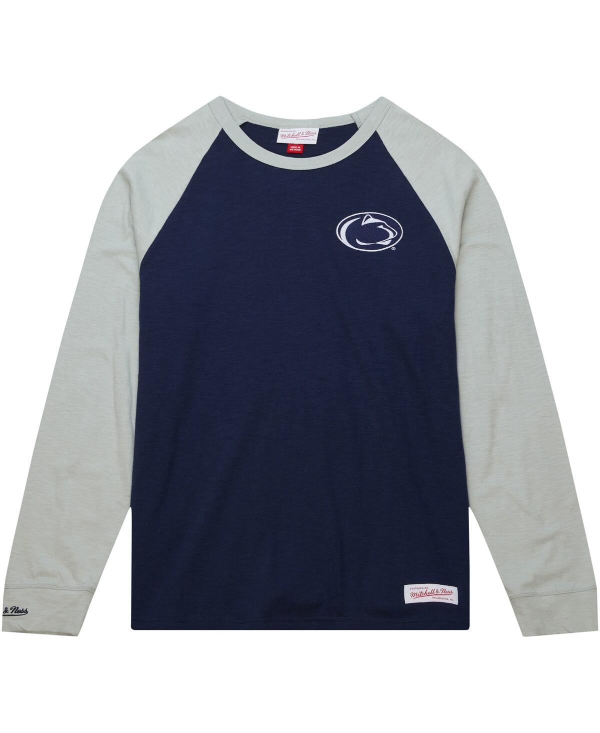 Men's Mitchell & NessPenn State Nittany Lions Legendary Slub Raglan Long Sleeve T-shirt - Navy