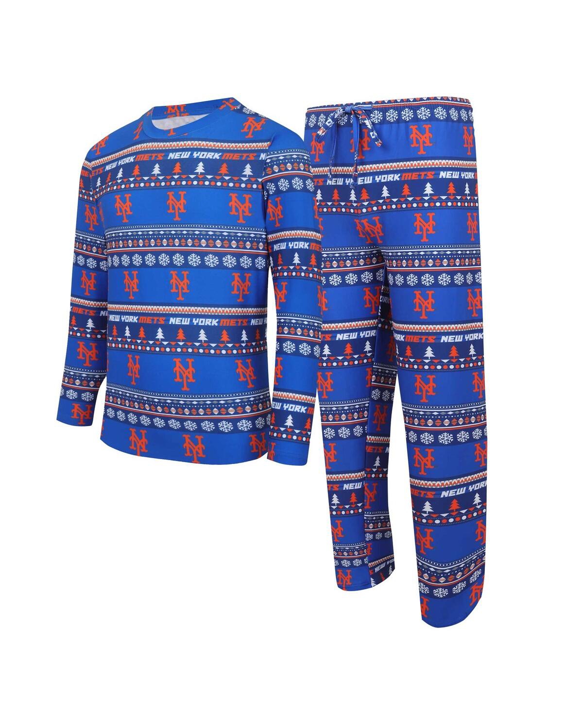 Men's Concepts Sport Royal New York Mets Knit Ugly Sweater Long Sleeve Top and Pants Set - Royal